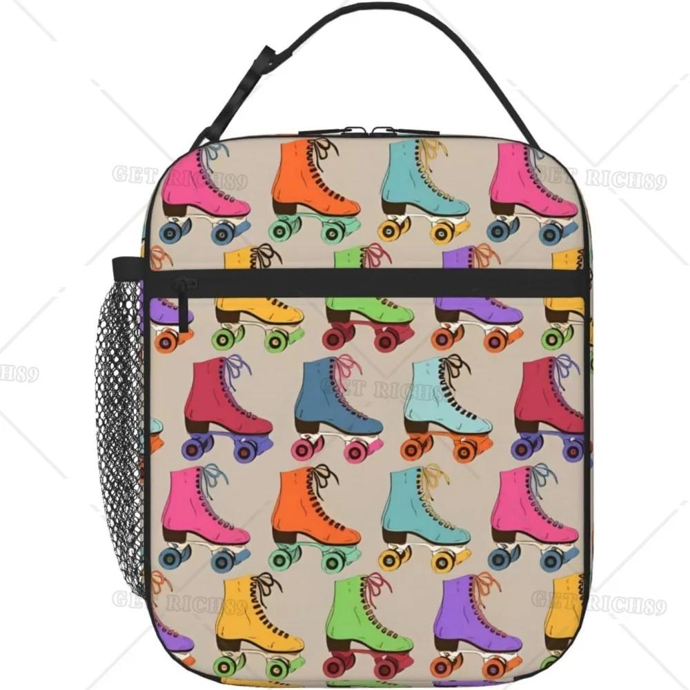 Skates Game Theme Insulated Lunch Bag for Women Men Diamond Mobile Phone Reusable Lunch Box Cooler Bag for Office Picnic