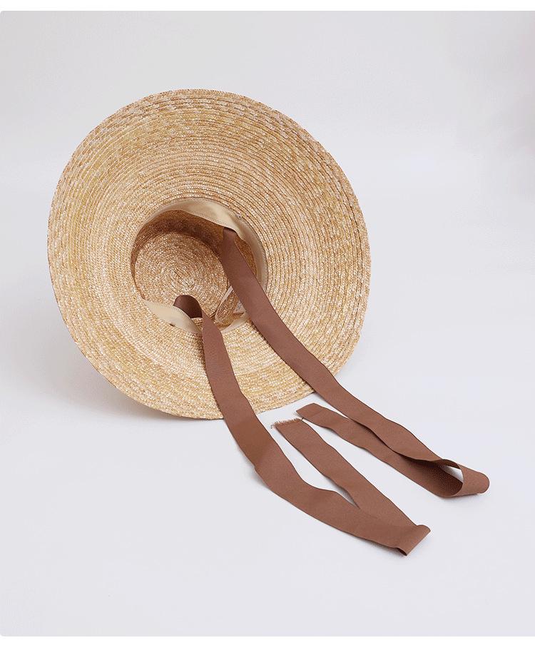 Women's Wide Brim Straw Hat with Ribbon for Beach Vacation and Sun Protection