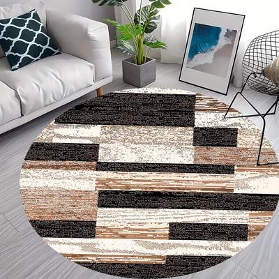 1 Pieza Alfombra Redonda de Área con Lujoso Patrón de Rayas Geométricas para Interior Antideslizante Lavable Alfombra de Fibra Suave Cómoda Alfombra para Dormitorio Sala de Estar