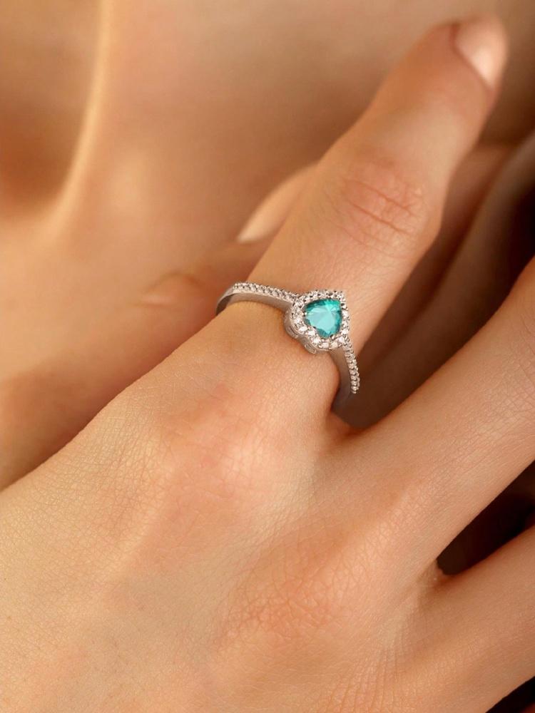 

Gorgeous Zircon Romantic Love Heart Ring for Women Engagement Wedding Real 925 Silver Luxury High Quality Fine Jewelry 5 зеленый цвет-серебро