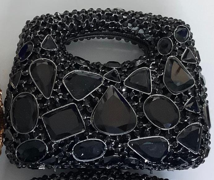 Bolsos de Noche de Piedra Plata/Dorado Bolso Grande con Asa Superior Diseñador de Lujo para Mujer Carteras de Diamantes Pedrería Boda Nupcial Clutc
