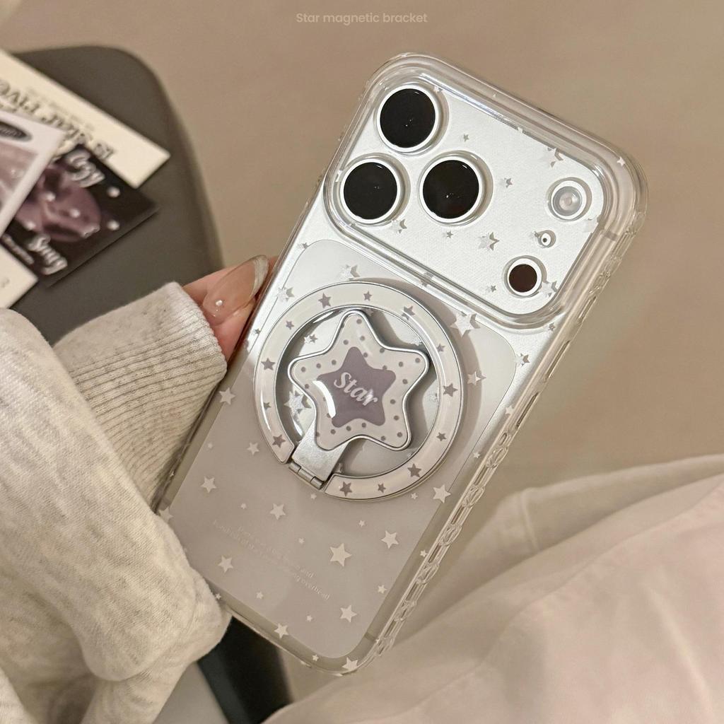 Creative White Star Magnetic Phone Case for iPhone 16, iPhone 17, and iPhone 17 Pro Max
