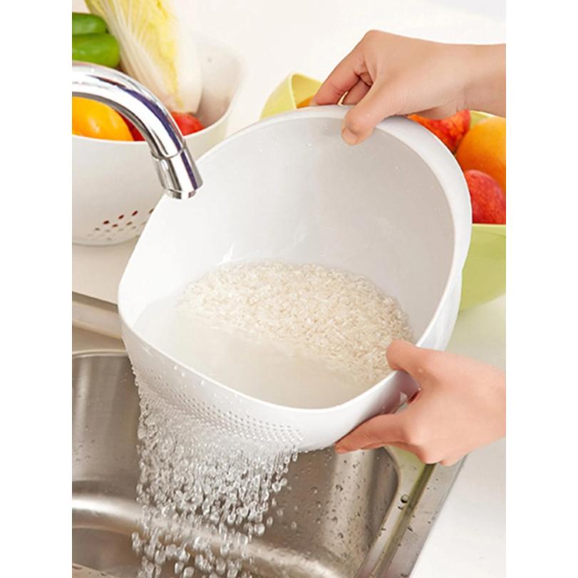 1/3 Stück- Sieb Reisschüssel Abtropfkorb Obstschale Waschen Abtropfkorb mit Griff Waschkörbchen Heimküchenorganisator