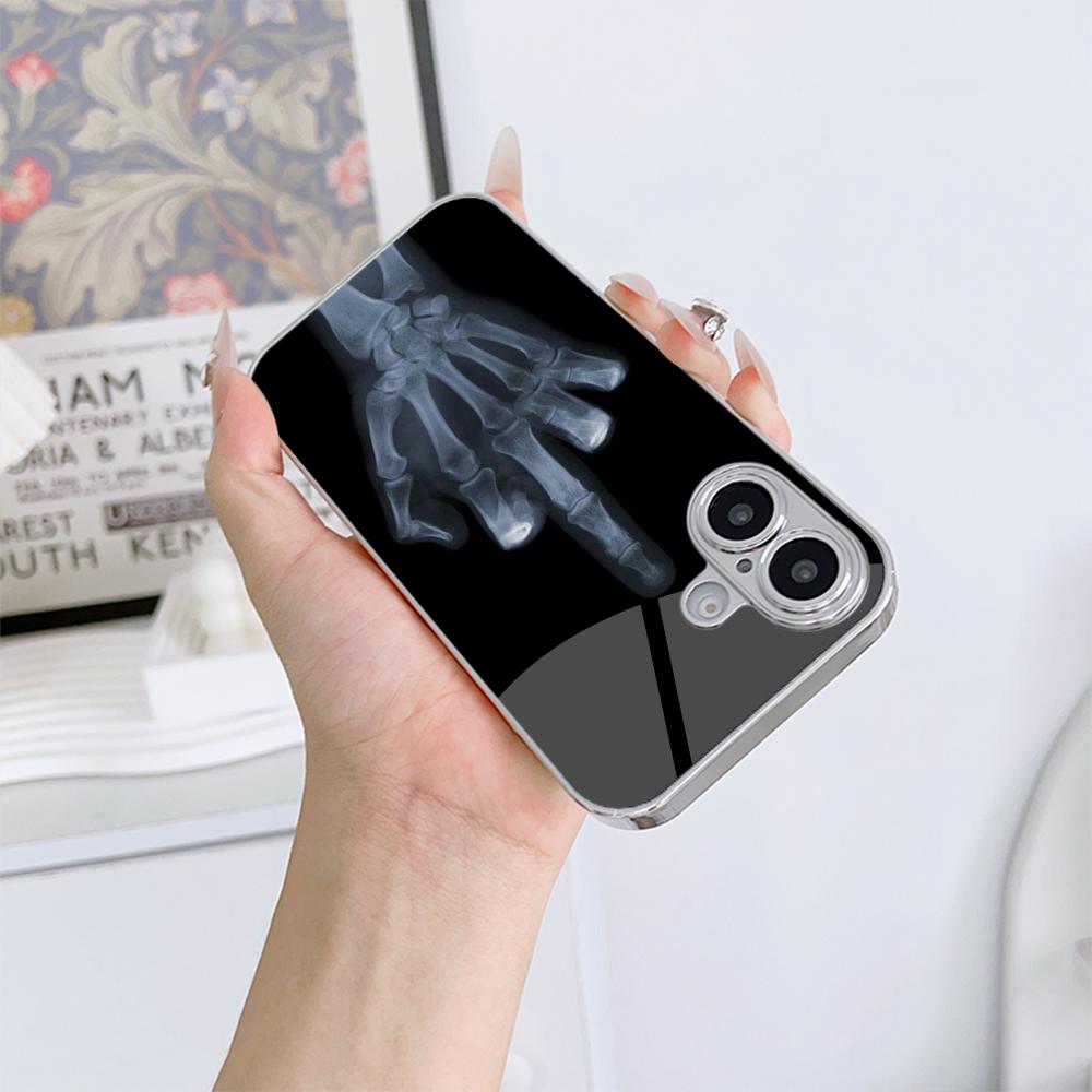 N148 Cartoon Middle Finger Phone Case for iPhone 16 15 Pro Max Samsung S24 Ultra A54 A35 Xiaomi Redmi Note 13 12 Pro Plated Frame Tempered Glass Cover