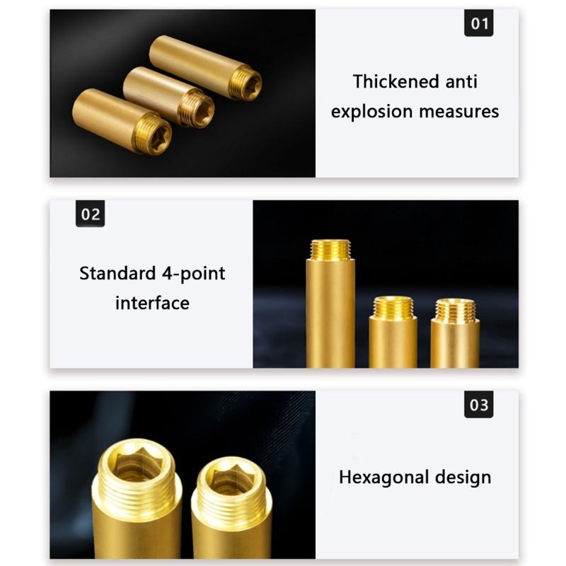 2pcs Brass 1/2inch Tap Extension Brass 1/2inch Hose Extension Plumbing Extension Adapter Upgrades for Heating & Drinking