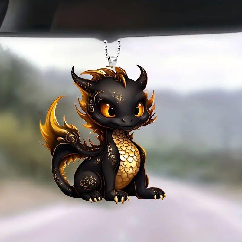 Eye-catching Black Dragon Acrylic Car Charm For Creative Interior Design