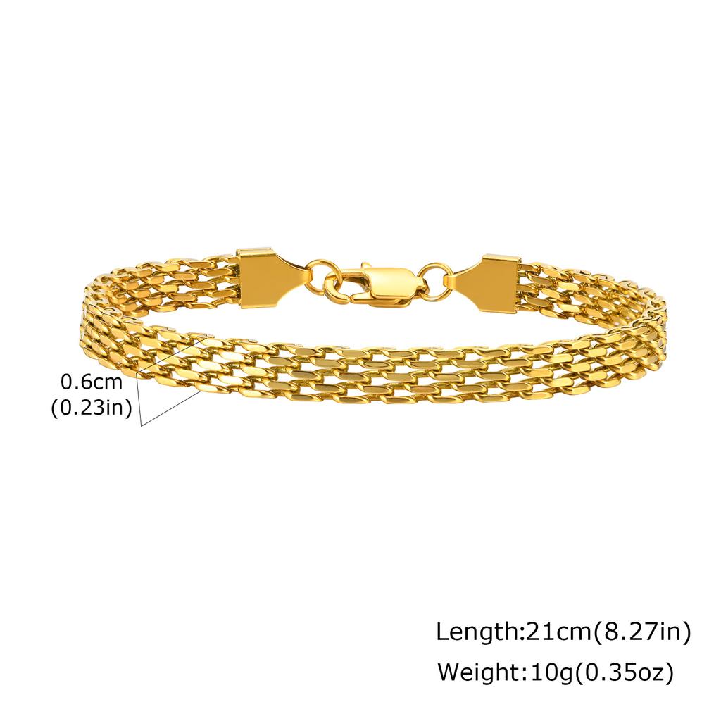 Gold Color Men's Chain Bracelet,Hiphop Stainless Steel Chunky Chain Wristband,Rock Punk Jewelry Gift for Dad Son BBF Him