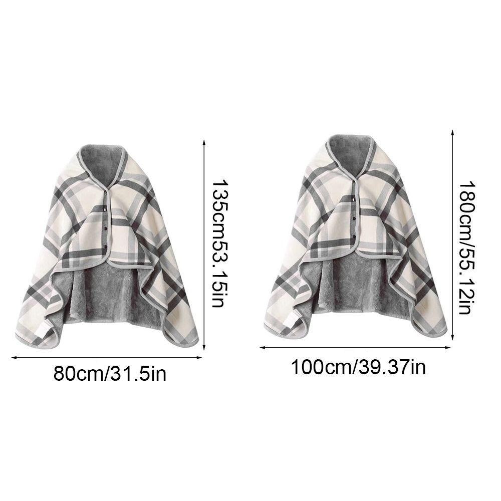 Keep Warm Wearable Shawl Blanket Winter Thick Plaid Blanket  for Women and Office Use