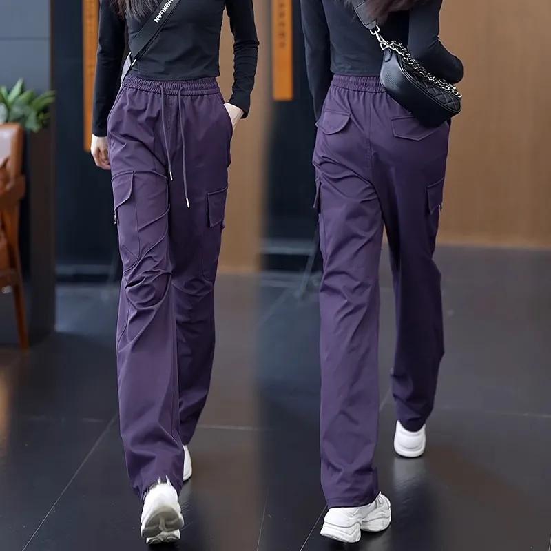 Overalls Women's Spring and Autumn High Waist Loose American Straight Casual Wide-leg Cargo Pants Women Pants