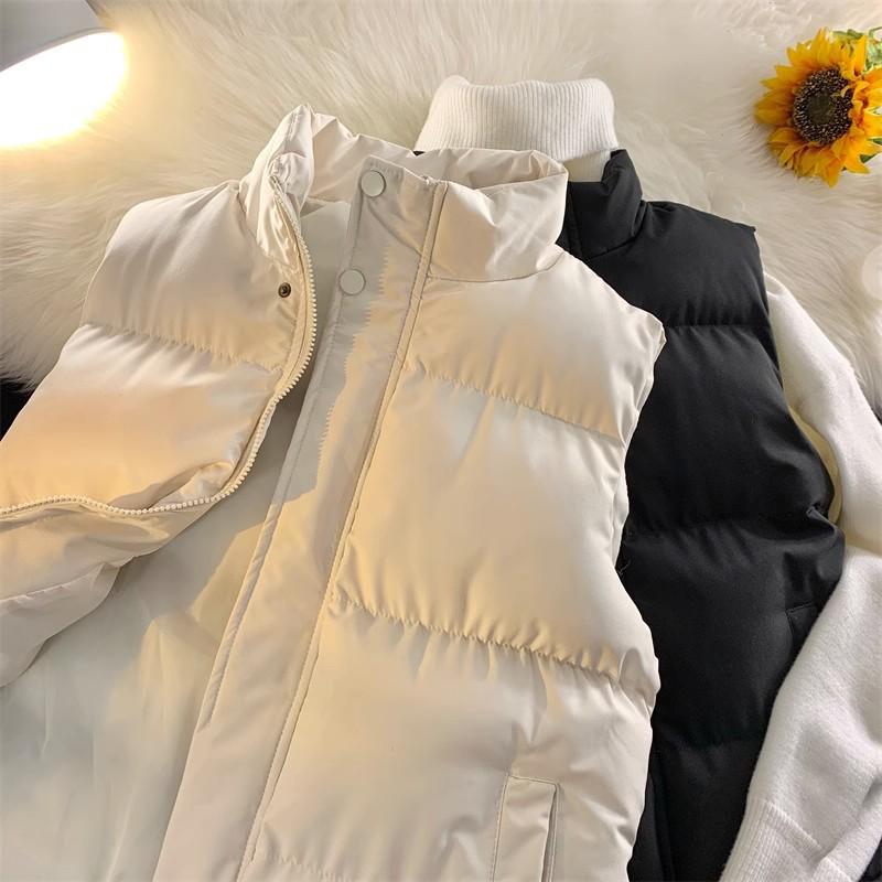 

Unisex Korean Style Stand-Up Collar Cotton Vest - Slim Fit, Thickened & Warm for Autumn/Winter XL