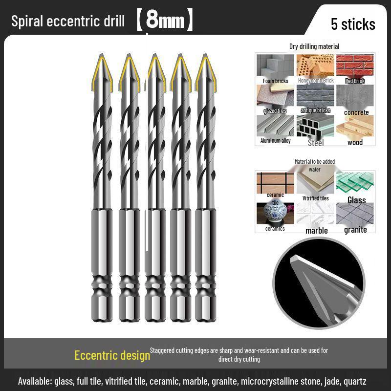 Carbide Eccentric Drill Bit for Electric Drills - Ideal for Round Hole Drilling in Concrete, Brick, and Porcelain Tiles.