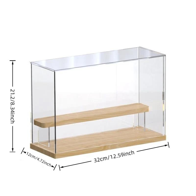 Transparent Acrylic Display Box, Wooden Shelves Storage Box,Suitable for Protection and Display of Small Collections of Toy Car