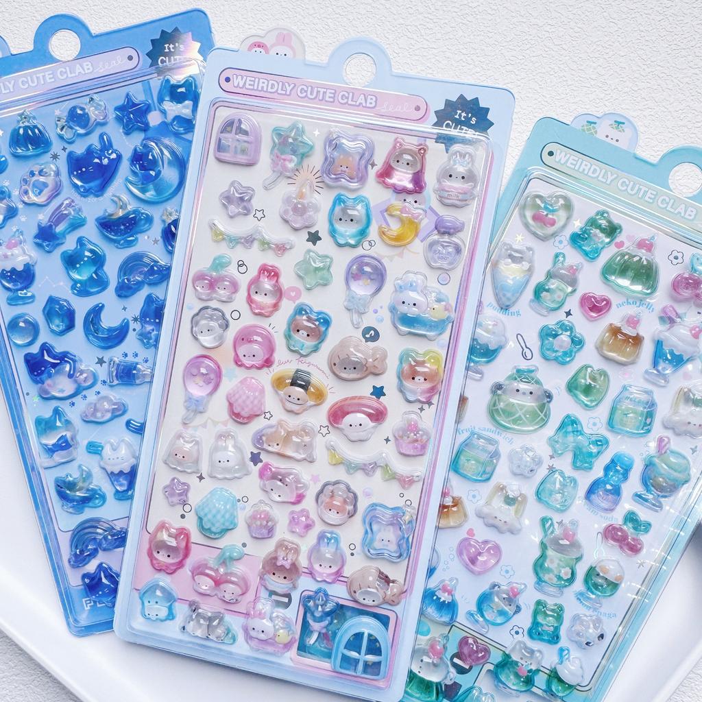 1 pc/4 pcs Japanese Style Cartoon Sweet Animals Mini 3D Relief Stickers Scrapbooking Diy Journal Cute Stationery Sticker School
