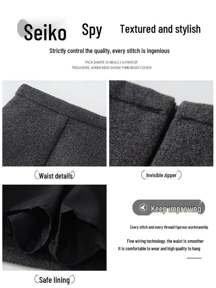 2026 Women's Black Wool Blend High-Waisted Slimming A-Line Short Skirt - Spring to Winter