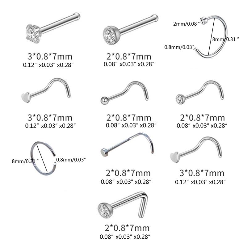 Disposable Safe Sterile Nose Ring Stud Piercing Unit Nailer with 21x Nose Stud Professional Machine Women Body Jewelry