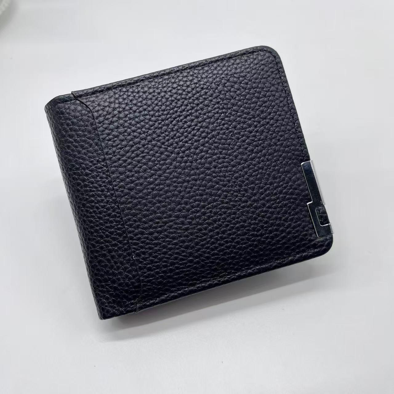 

2025 Cross-border Men s Short Bifold Horizontal Wallet чёрный