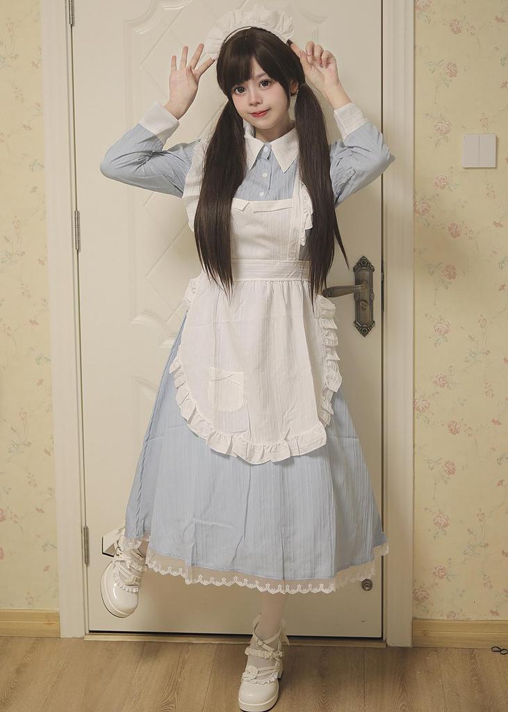 MEYOIJK Maid Gothic Lolita Long Cosplay Classical and Halloween Light Traditional Lolita Plus Sizes for Women and Maid Costume for Cultural Festivals