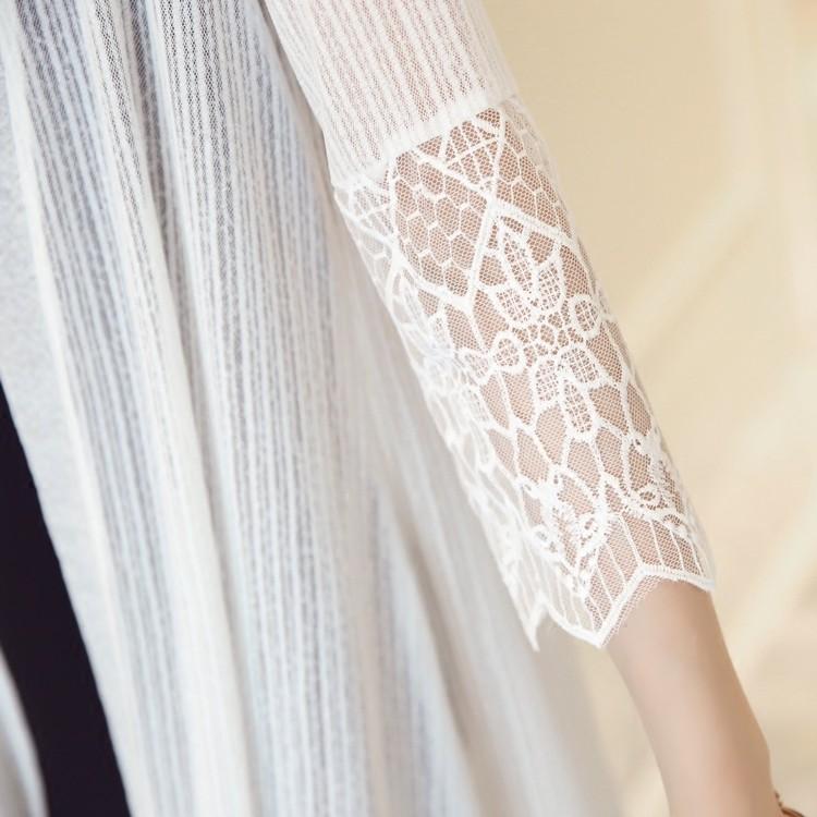 Cardigan Lace Shirt Women's Medium Length Summer Loose Air Conditioned Shirt Wrapped with Sunscreen Clothing Shawl Thin Coat Women