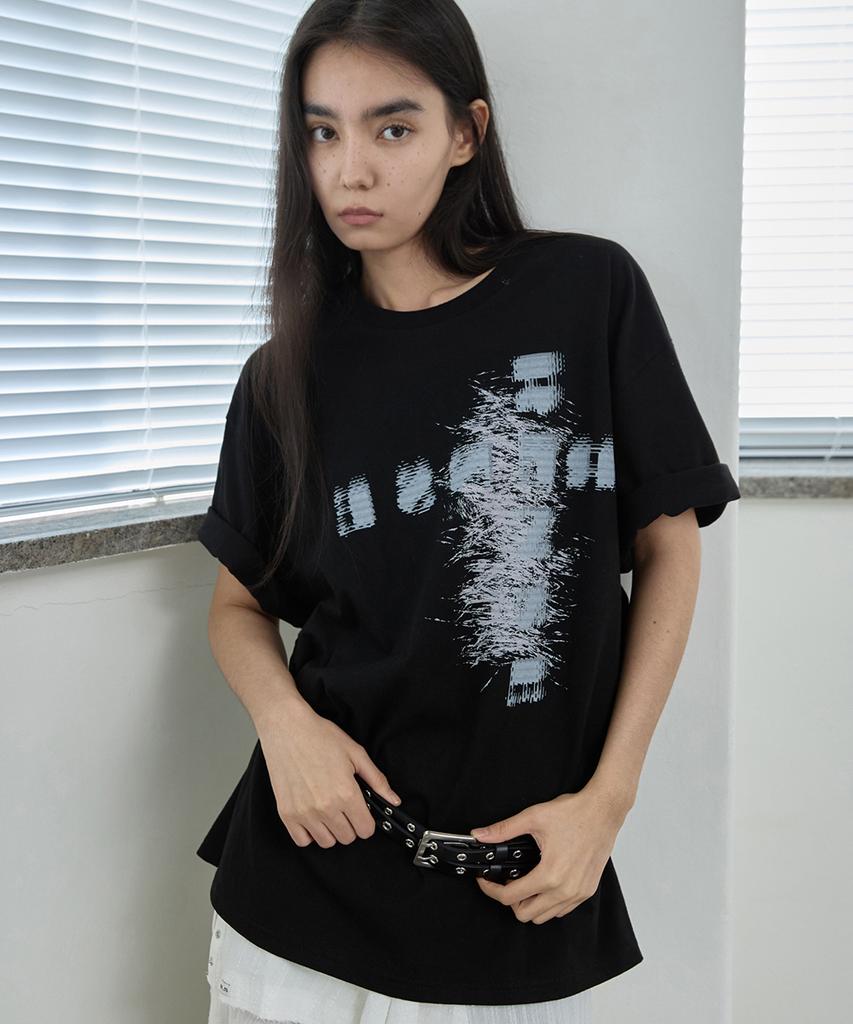 Lense Oversized Logo Graphic Tee Black