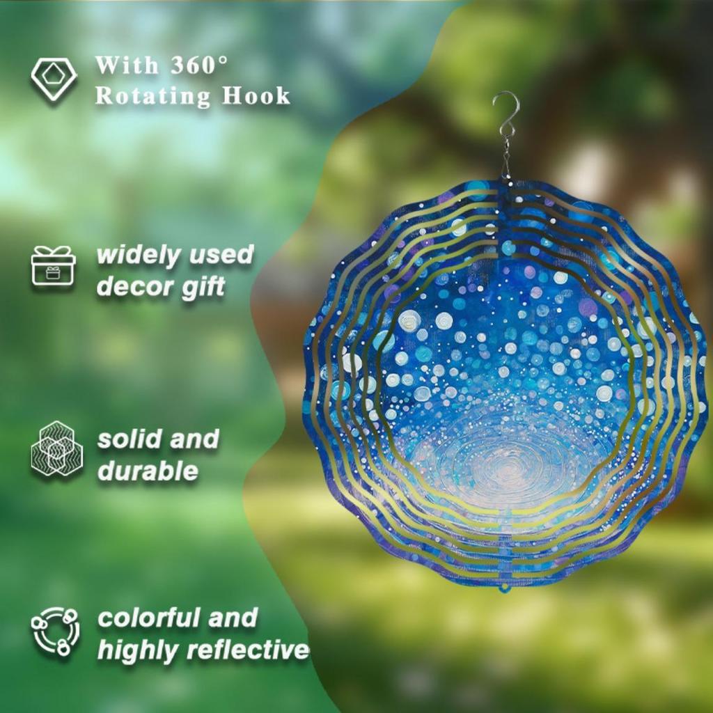 Vibrant 10 Inch Metal Wind Spinner for Garden Patio Balcony Yard Decor 360 Degree Rotating Hooks All Season Outdoor Hanging Art No Battery Needed