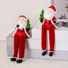 Sittende Julenisse Figur Juledekorasjon Julenisse Ornament med Lange Ben for Julefest Kaminhylle Dekor Nyttårsgave