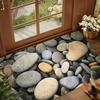 3D Illusion Pebble Stone Doormat Bathroom Non-Slip Washable Carpet Rug Perfect for Entryway Front Porch Patio Retro Minimalist