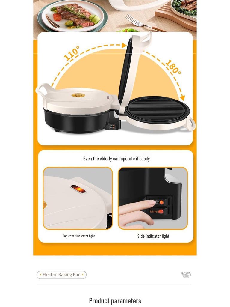 Electric Griddle: Multifunctional Double-Sided Heating Pancake Maker with Enlarged Deep Pan