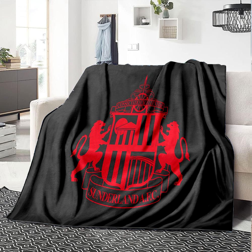 Sunderland football Flannel Blanket, Soft Polyester, Modern Design, All-Season for Camping, Travel, Gifts for holidays or birthdays