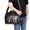 Men's briefcase 100% genuine leather business large capacity handbag waterproof