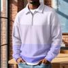 Men's Vintage Half-Zip Collared Long Sleeve Striped Print Casual Top