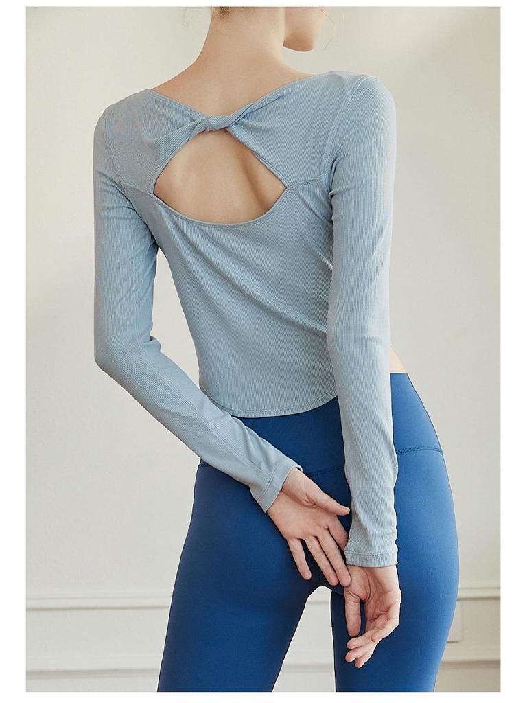 Lulu Women's Hollow-Out Back Yoga Wear: One-Shoulder Long Sleeve Tight Fitness Suit for Running & Sports Training.