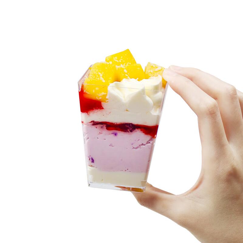

Disposable Square Tapered Dessert Cups with Lids and Forks