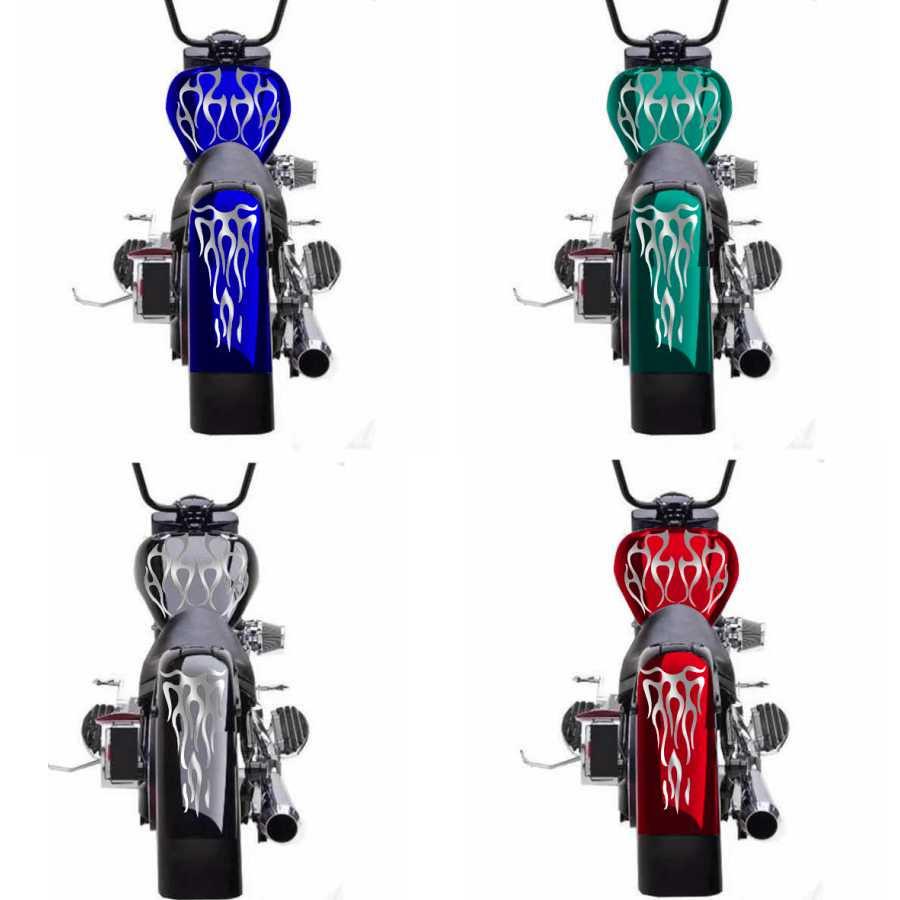 Waterproof Matte Silver Motorcycle Flame Sticker Kit For Fender Decorative Decal