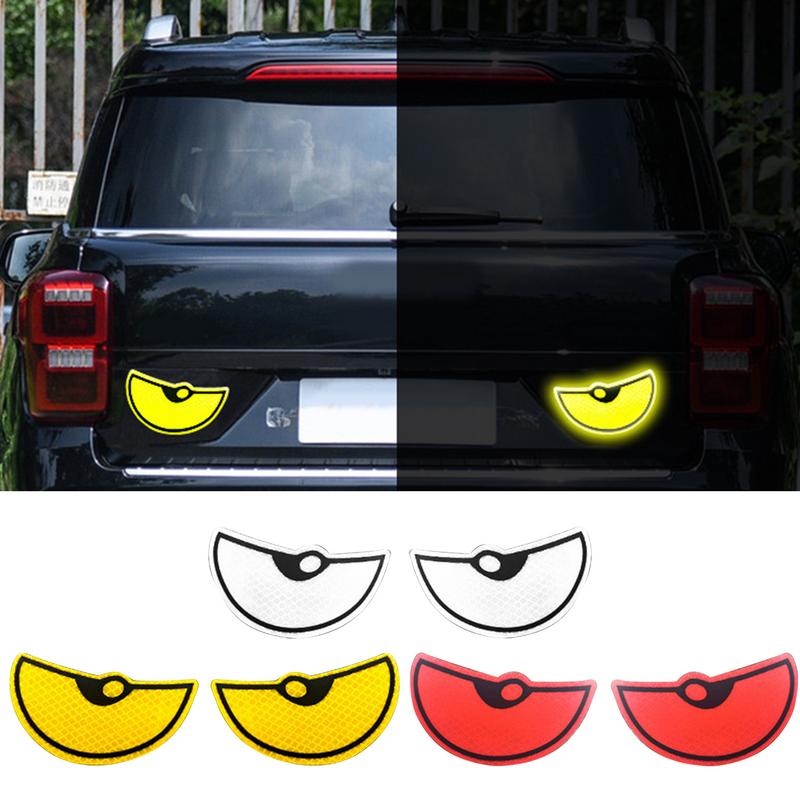 2pcs Funny Eyes Car Motorcycle Stickers Helmet Fairing Rear Window Decoration Decal Electric Car Motorcycle Reflective Stickers