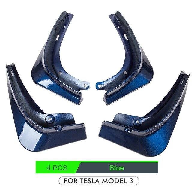 Mud Flaps For Tesla Model 3  2022 Accessories Guard Fender Front Rear Wheel Mudguard Carbon Fiber ABS No Drilling Required