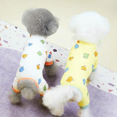 2023 New Dog Clothes Spring and Summer Simple Cute Pet Dog Clothing Orange Dinosaur Home Clothes