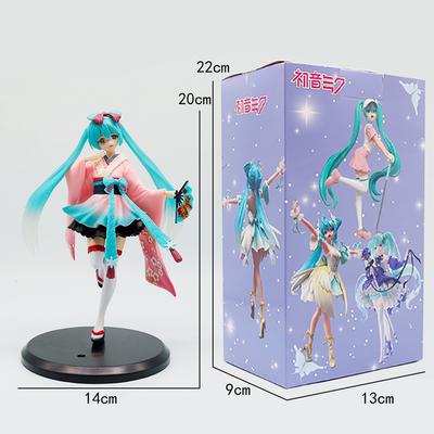 צעצוע אנימה Hatsune Miku דמות אנימה שמלה ורודה דגם PVC פעולה ורוד דובדבן קישוט פריחת הדובדבן מתנה במלאי