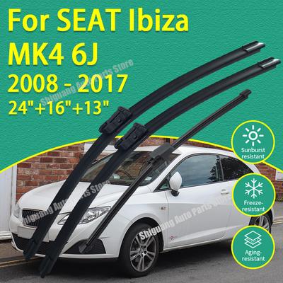 Front Rear Silicone Coating Wipers for SEAT Ibiza MK4 6J 2008 - 2017 24"+16"+13" Car Wiper Windshield Windscreen Accessories