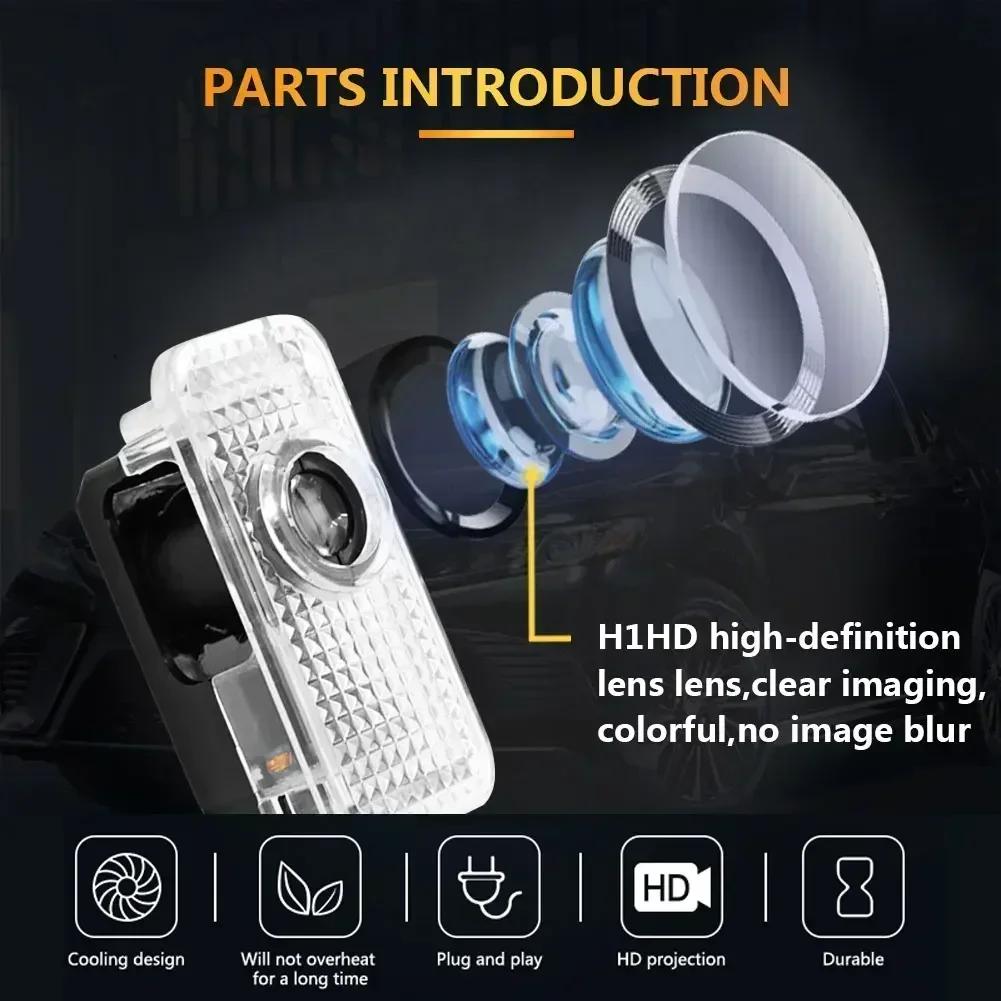 2PCS LED Car Welcome Lights HD Projector Lamp for 44Q ABT A6 RS6 A8 A3 SQ7 TT A5 A7 Q3 Q5 Q7Q44