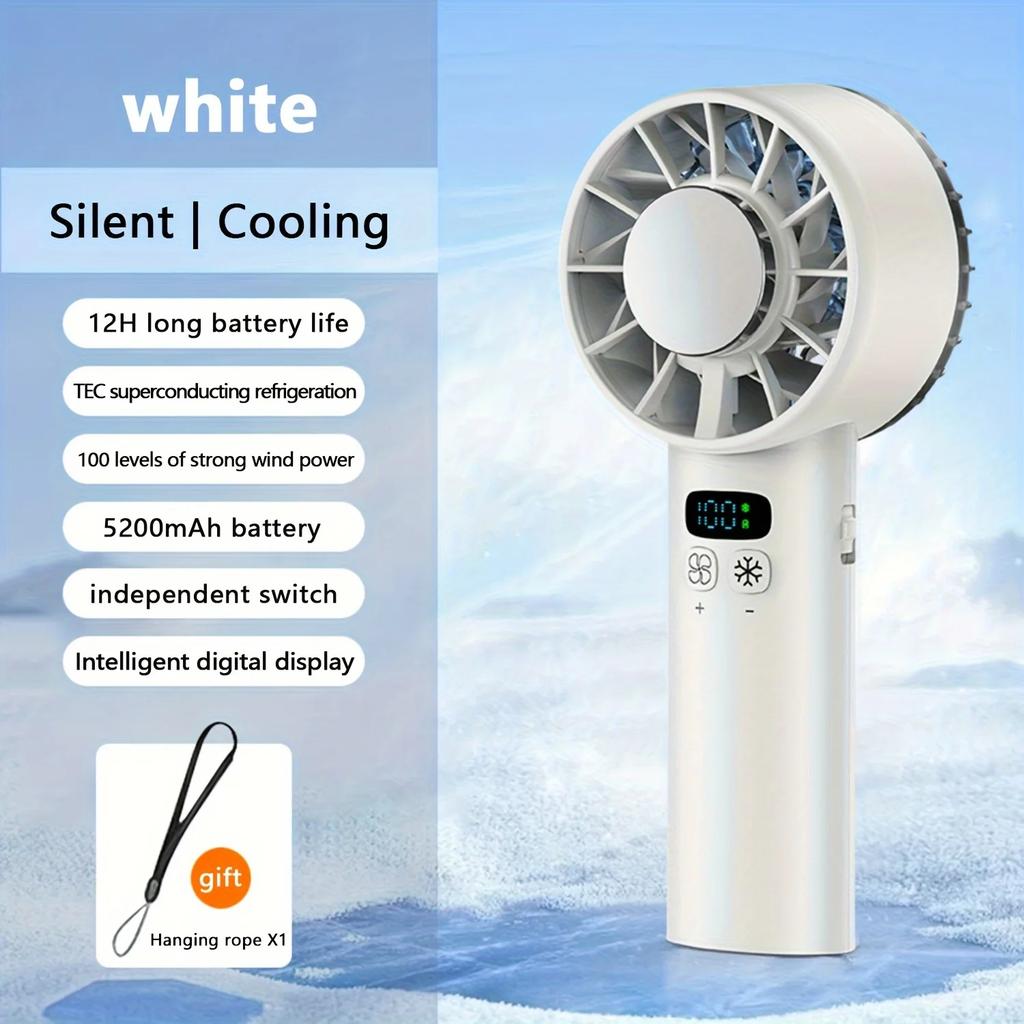 New Mini Fan Air Cooling Handheld Ice Compress Silent Operation Fan100 Speed Adjustable Portable High-Speed Fan USB Charging