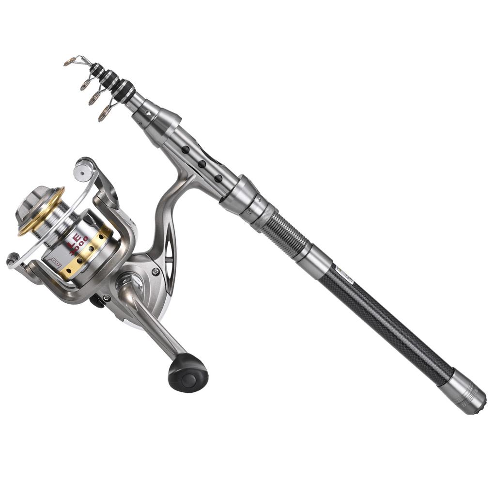 Fishing Pole Combo Set 2PCS Rod and Reel Telescopic Fishing Rod Carbon Reels Fishing Accessories 2.