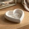 Decorative Heart Plate Shaped Jewelry Tray, 3D Printed Ring Necklace Earring Holder, Small Organizer Romantic Desktop Trinket Dish for Dresser Bedroom