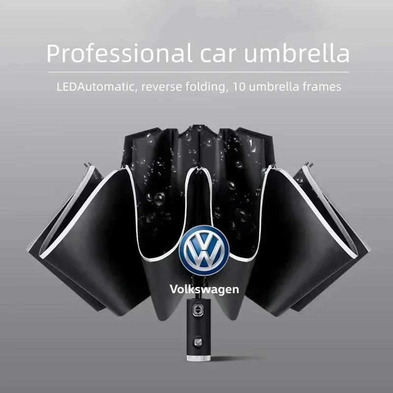 Automatic Umbrella with Reflective Stripe Reverse Led Light Umbrella For Volkswagen VW Golf Polo Tiguan Passat Touareg Magotan T