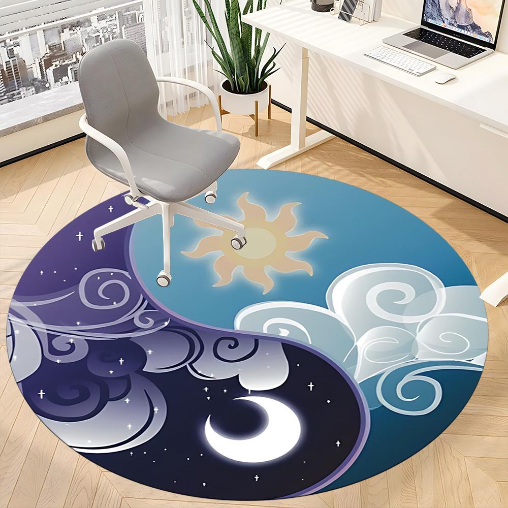1pc Sun Moon Yin Yang Chair Carpet for Office, Non-slip, Soft and Durable Office Rug for  Decoration, Perfect for Office yy260105031