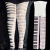 2000S Emo Style Tights Y2K Themed White Leggings with Piano Note Prints Harajuku Style Tights Cute Cosplay Socks