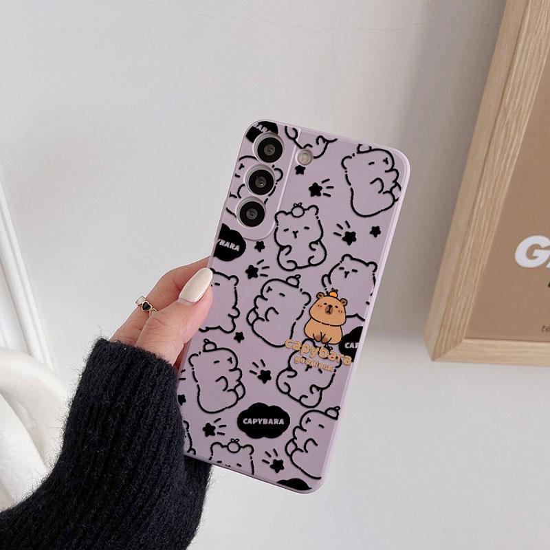 Cartoon Capybara Cute Phone Case For Samsung Galaxy S26 S25 Ultra S24 S23 S22 Plus S21 S20 FE S26Ultra A37 A57 5G Silicone Cover