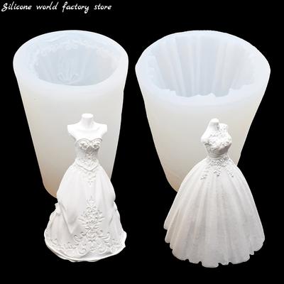 Silikonwelt 3D Brautkleid Silikonform Schokoladenmousse Kuchen Backwerkzeug Epoxidform DIY Gips Harzform Kerzenformen