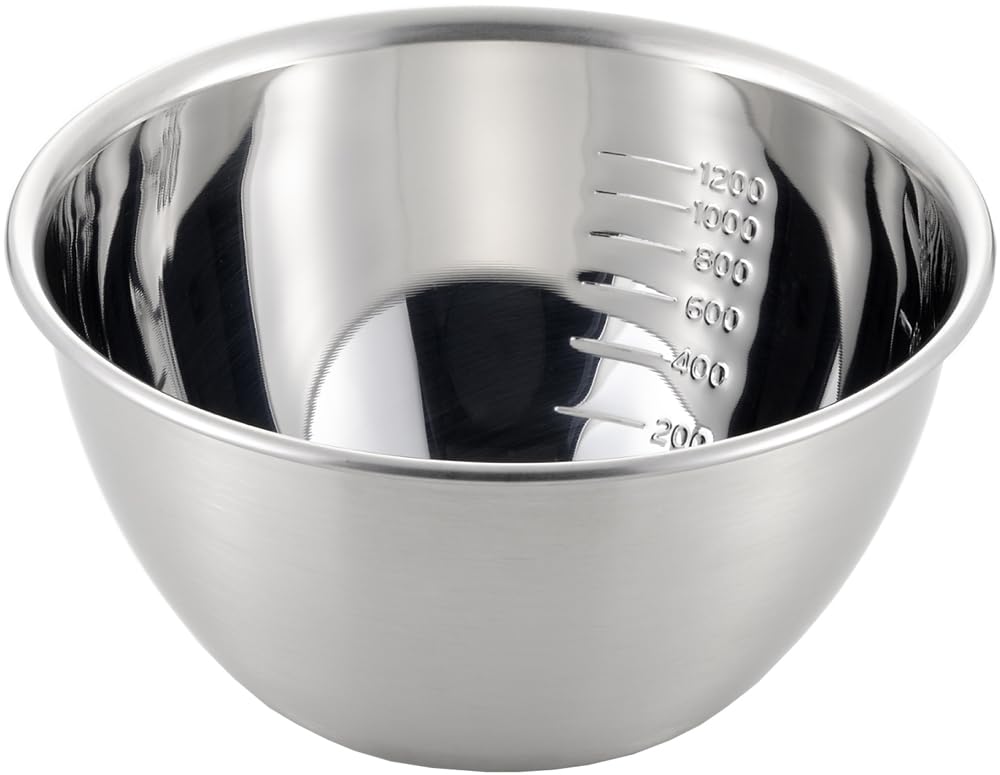 Yoshikawa Bowl, Silver, 18cm, with Graduations, Perfect Fit, Made In Japan, Tsubame-Sanjo, SJ1393