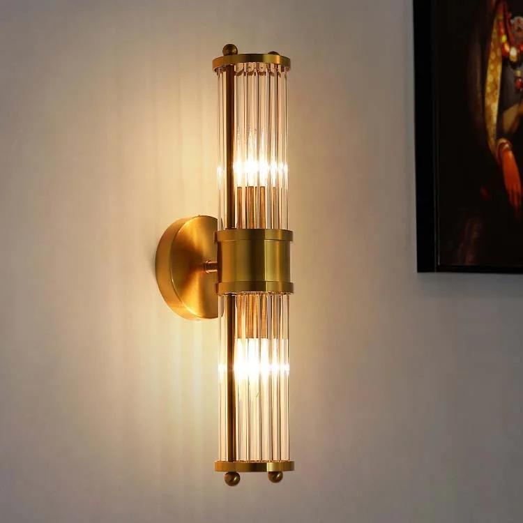 Nordic Luxury Crystal LED Brass Wall Lamp Modern Bedroom Living Room Dining Room Lighting Fixtures Room Decoration Wall Lamp