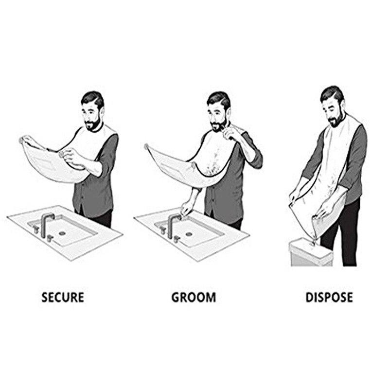 Male Beard Shaving Apron Care Clean Hair Adult Bibs Shaver Holder Bathroom Organizer Gift for Man With Two Suctio